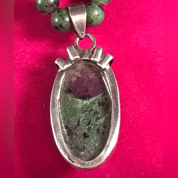 Ruby in Zoisite Natural Beaded Pendant Necklace - Picture 6 of 9